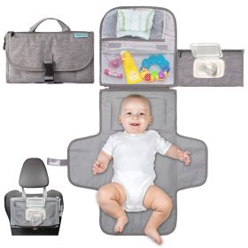 Best Selling Portable Diaper Changing Pad For Newborn Baby Diaper Changing Pad With Smart Wipe Pouch - Waterproof Travel Changing Kit - grey