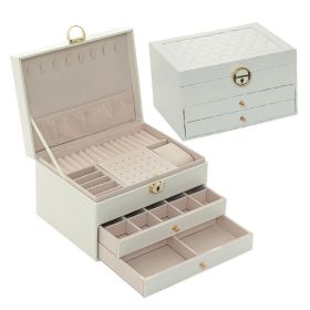 Jewelry Box for Women 3 Layer Girls Jewelry Organizer Box with 2 Drawers for Ring Necklace Bracelet Earring02 - White