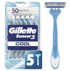 Gillette Sensor3 Cool Men's Disposable Razor;  5 Razors - Gillette