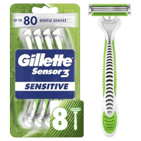 Gillette Sensor3 Sensitive Men's Disposable Razor;  8 Count - Gillette