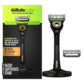 Gillette Labs with Exfoliating Bar Men's Razor Gold Edition;  1 Handle;  2 Blade Refills - Gillette