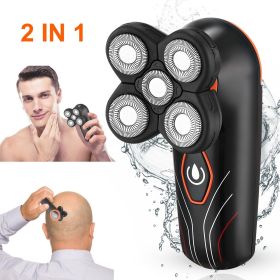 4D Electric Shavers Razor IPX7 Waterproof Wet & Dry 5 Floating Head Rotary Shavers Rechargeable Beard Trimmer  - Black